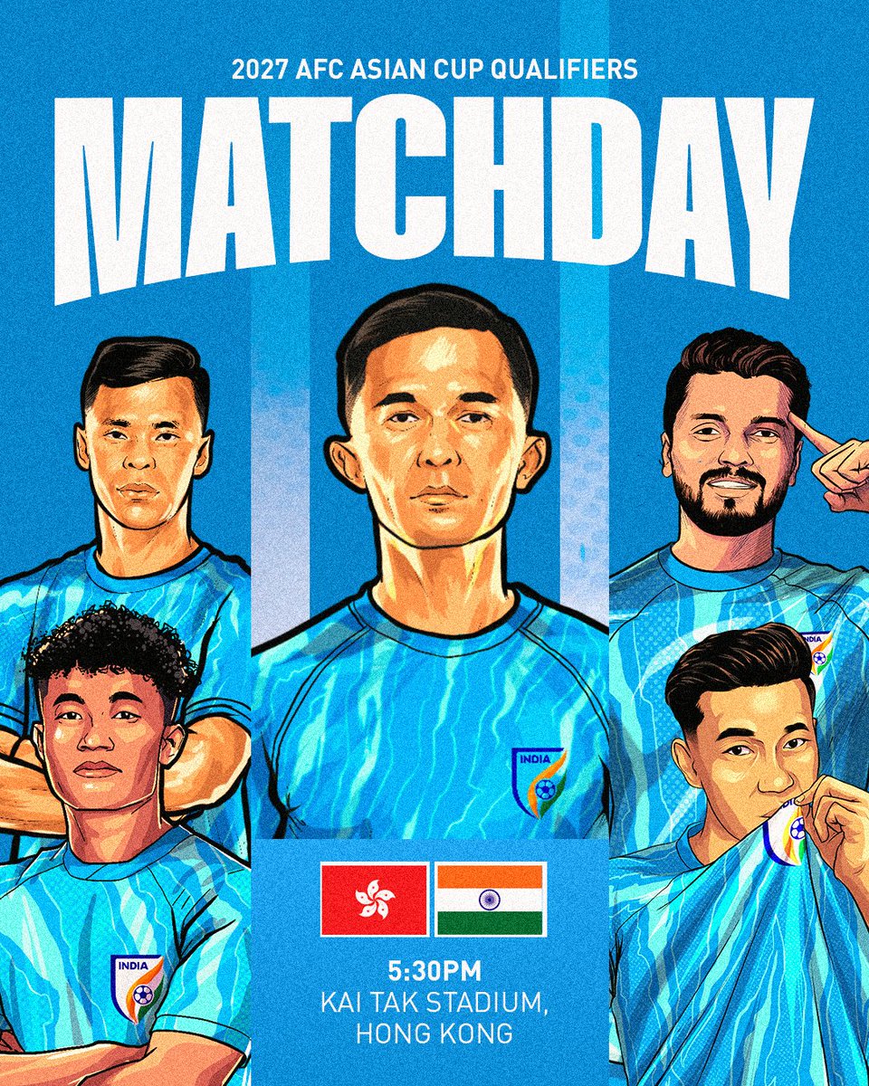 It’s MATCHDAY for our #BlueTigers in Kowloon! 🇭🇰

Team India are up against Hong Kong in MD 2️⃣ of the 2027 AFC Asian Cup qualifiers. Let’s do this! 🇮🇳

#HKGIND #IndianFootball #WeAreBFC 🔵