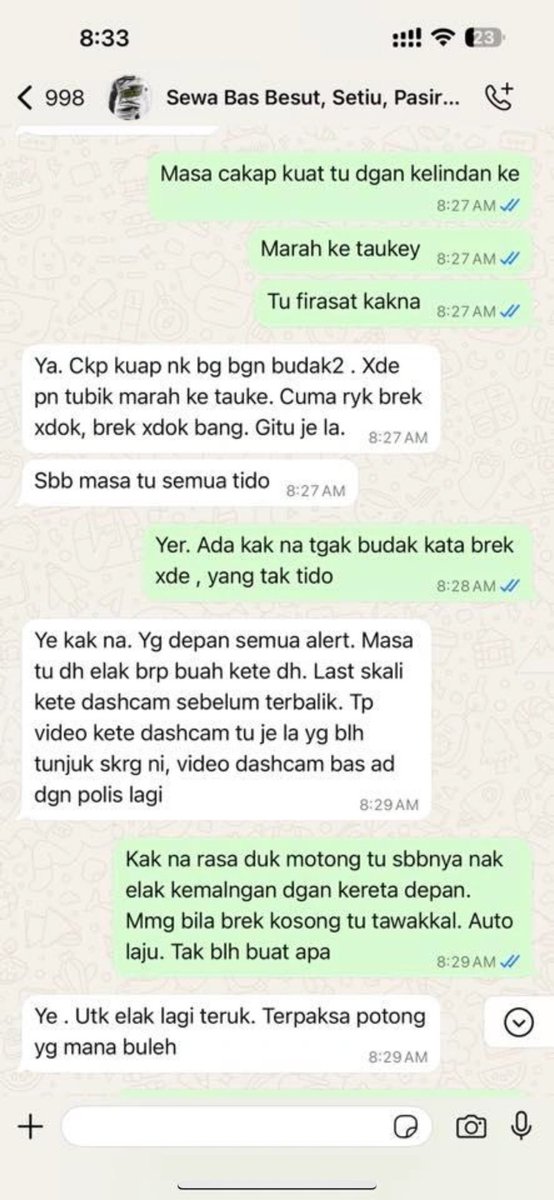 Afirhuls's tweet photo. Perbualan pengakuan Driver Bas UPSI. Korang rasa?? 

Bersangka baik dulu. Biar polis siasat. https://t.co/Qnh9pmLE4h