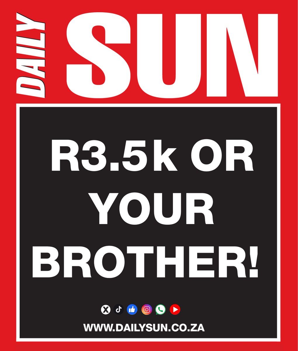 dailysunsa's tweet image. 'Give us R3,5k if you want to see your brother'
Click on the link for the full story:
snl24.com/dailysun/news/…
#ransom #Kidnapped