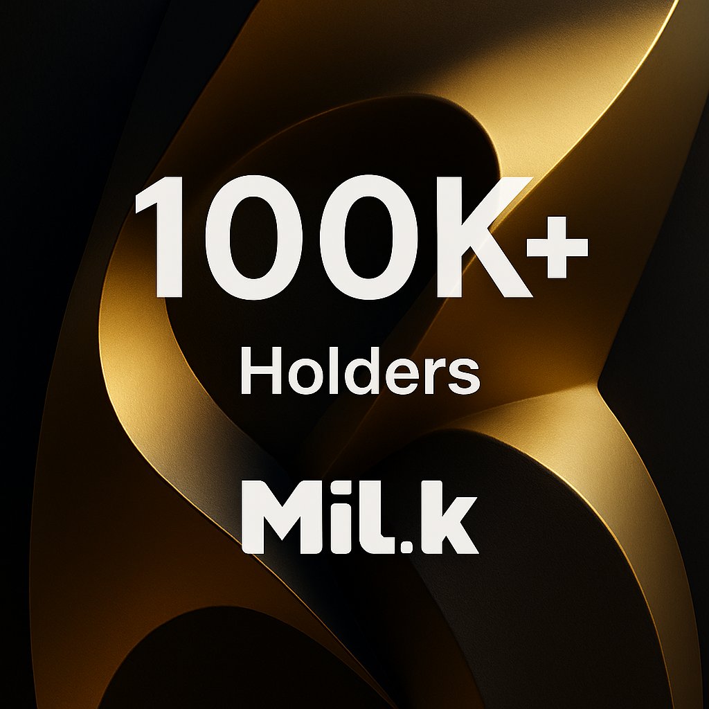 milk_alliance's tweet image. 🎉 MiL.k Reaches 100,000+ Holders!

Since migrating to @arbitrum, MiL.k has surpassed 100,000 unique holders — a major milestone on our Web3 journey💙🧡.

This achievement was made possible thanks to $150M+ in trading volume on @CamelotDEX , 1M+ campaign impressions, and over