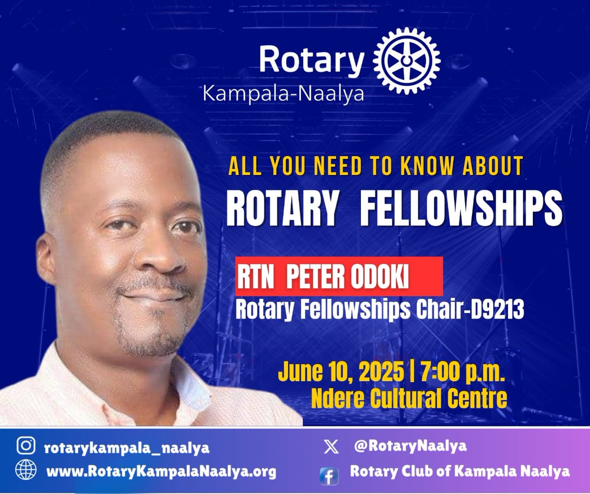 Rotary Club of Kampala-Naalya (@rotarynaalya) on Twitter photo June is Rotary Fellowships Month! Join us this evening to celebrate the power of #sharedpassions in building global #friendships. Through #fellowships, Rotarians bond beyond borders in #service and #fun! 🤝 #RotaryFellowships #PeopleOfAction #FellowshipInAction
<a href="/rotaryd9213/">Rotary District 9213</a> June is Rotary Fellowships Month! Join us this evening to celebrate the power of #sharedpassions in building global #friendships. Through #fellowships, Rotarians bond beyond borders in #service and #fun! 🤝 #RotaryFellowships #PeopleOfAction #FellowshipInAction
<a href="/rotaryd9213/">Rotary District 9213</a>