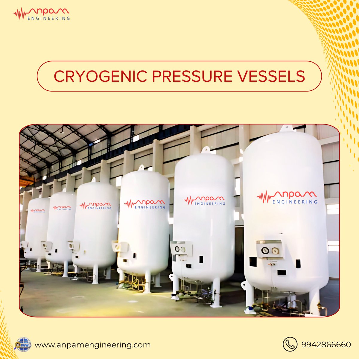 AnpamEng's tweet image. Experience precision with Anpam Engineering&apos;s ASME U Stamp Cryogenic Pressure Vessels built for extreme conditions, certified for safety, strength &amp;amp; performance.

📞 +91 9942866660
 🌐 anpamengineering.com

#CryogenicPressureVessels #AnpamEngineering #EngineeringExcellence