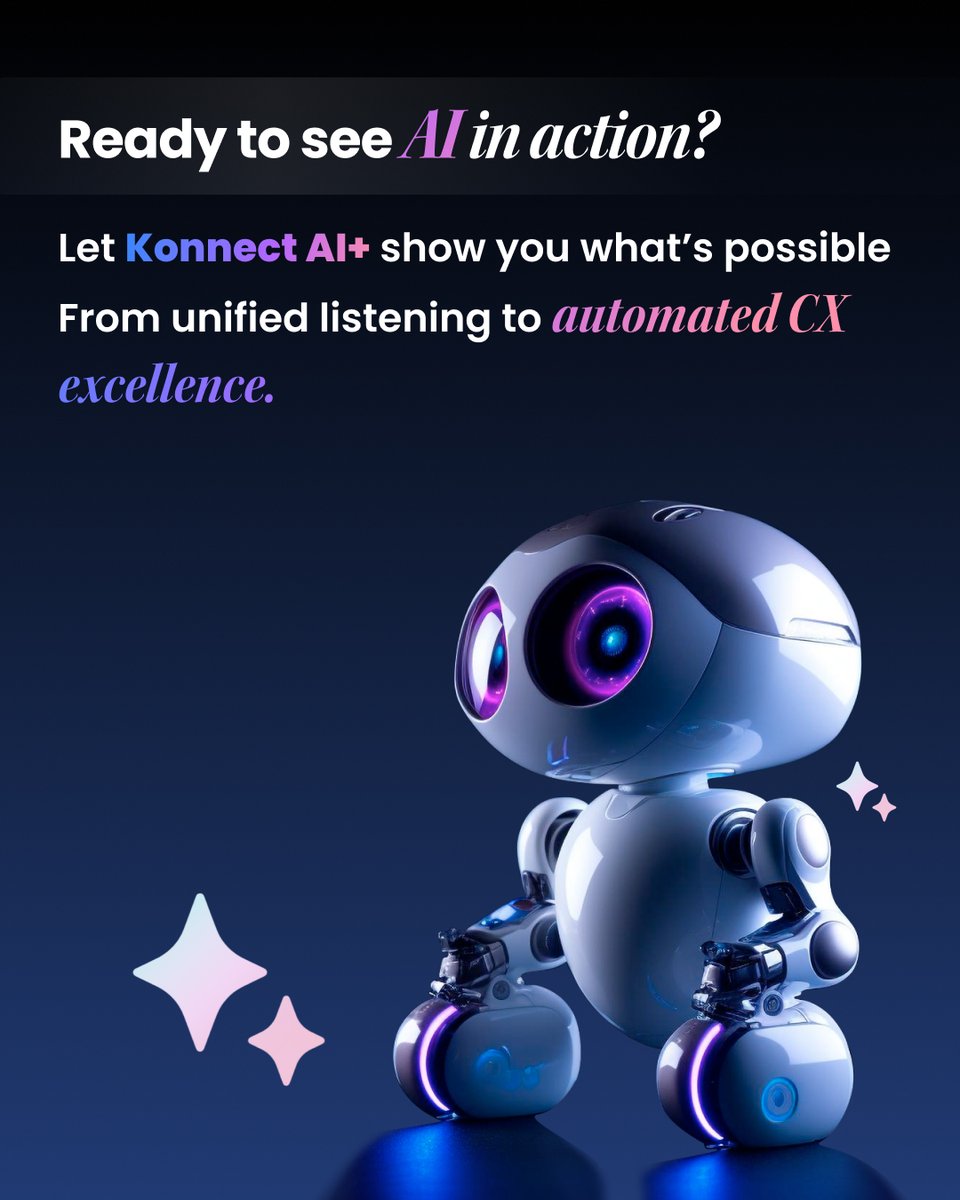 KonnectInsights's tweet image. Is #AI in #CX worth the hype?
It’s not hype when it drives better NPS, CSAT, and loyalty.
#KonnectAIPlus → Real-time insights. Smarter replies. Happier customers.
#KonnectInsights #AIinCX #OmnichannelCX #CustomerExperience
