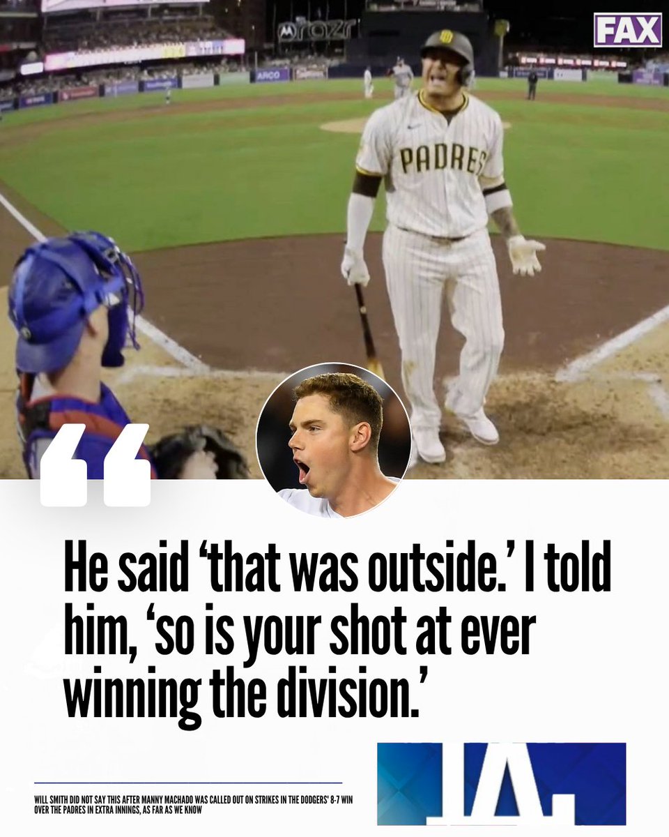 Will Smith reveals an exchange with Manny Machado after his called third strike 👀