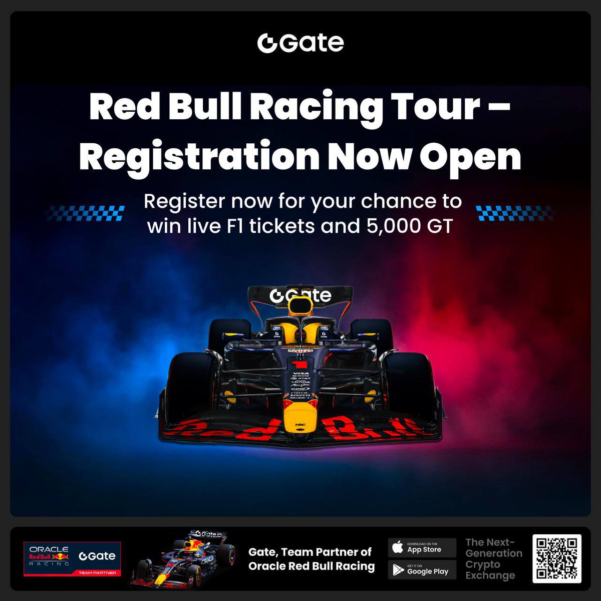 Arthur_Green68's tweet photo. Crypto is going full throttle with Red Bull Racing 🏁
🎯 5,000 GT up for grabs
🎟️ F1 Grand Prix ticket for 1 lucky winner
💸 10 USDT for first 500 users
Join the race now 👉 https://t.co/a3ebjjE85J
#GateRedBullRacing #Gateio #GateF1 https://t.co/yFXgkMvZCq