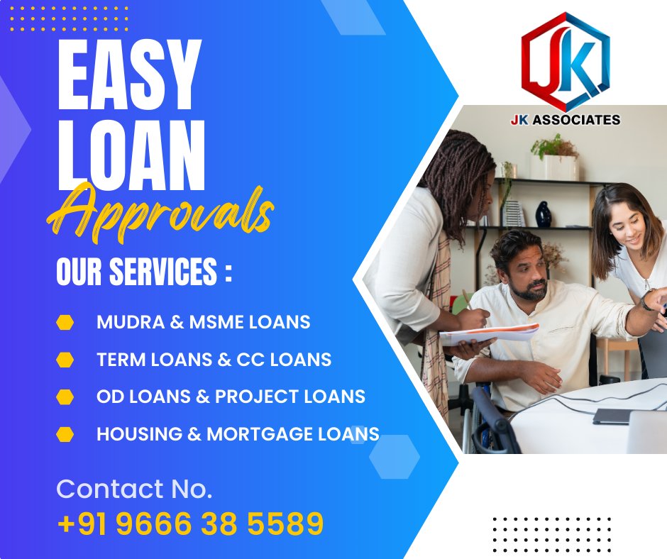 JKassociate5589's tweet photo. One Stop Destination for your Financial Growth. Contact. 096663 85589 #Loans #msmeloan #mudraloan #housingloan #Laploan #SmallBusinessFunding #businessloans #carloans #loan #personalloan #privatefinance #ProjectFunding #educationloan #startupindia https://t.co/fcC9eA5giS