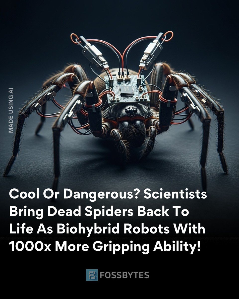 CyberpunkTTRPG's tweet photo. Cool Or Dangerous? Scientists Bring Dead Spiders Back To Life AS Biohybrid Robots With 1000x More Gripping Ability #Robots #NecroRobotics #RobotSpiders #Necrobots #Biohybrid #BioDegradableRobots #Cyberpunk #TTRPG #RPG https://t.co/VtpMm68BoY