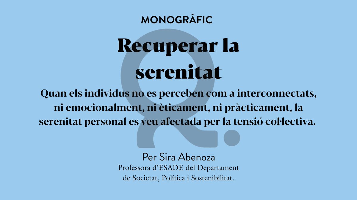 Fundació Joan Maragall (@fjoanmaragall) on Twitter photo #281 Serenitats
✍️<a href="/sirabenoza/">Sira Abenoza</a> escriu a Qüestions sobre Recuperar la serenitat.
Encara no l’has llegit? 😌
❗️Subscriu-te a Qüestions a la pàgina web, compra-la a @iquiosc o a la teva llibreria de confiança! #281 Serenitats
✍️<a href="/sirabenoza/">Sira Abenoza</a> escriu a Qüestions sobre Recuperar la serenitat.
Encara no l’has llegit? 😌
❗️Subscriu-te a Qüestions a la pàgina web, compra-la a @iquiosc o a la teva llibreria de confiança!