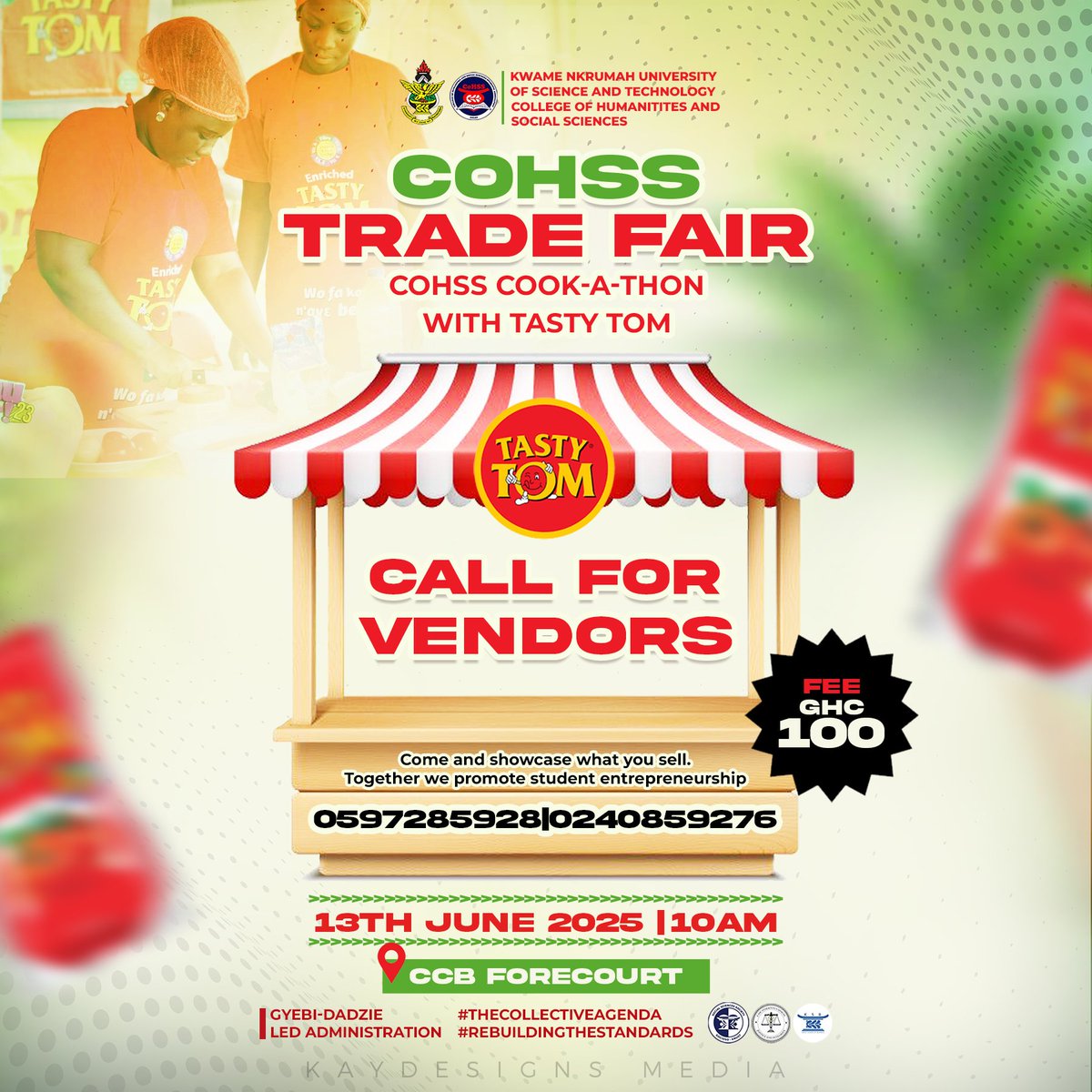 📣 CALL FOR VENDORS!
The CoHSS Trade Fair 2025
Are you Student a business owner or a Student entrepreneur, or vendor with exciting products or services?

📍 Don’t miss the chance to showcase your brand to a vibrant student community.
🗓️ Date: 13th June 2025

🔵Limited Slots🔥