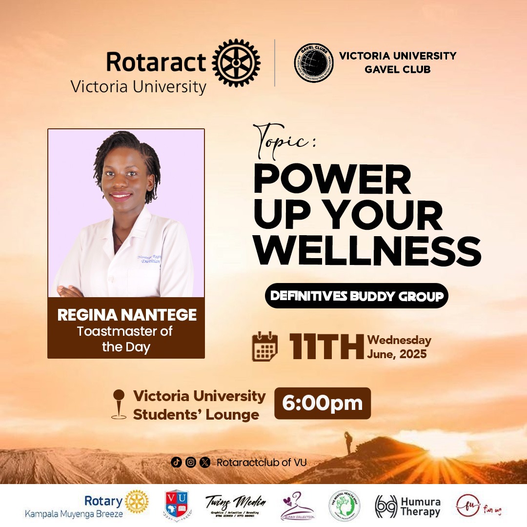 Ready to level up? Power up your wellness and unlock your full potential! 
Join us this Wednesday for a Joint Fellowship with the VU Gavel Club.

Date: Wednesday 11th 2025
Time: 6:00pm-7:00pm.
Venue: Victoria University Students Lounge.
 
#WeAreRacVu
#TuliNaawe