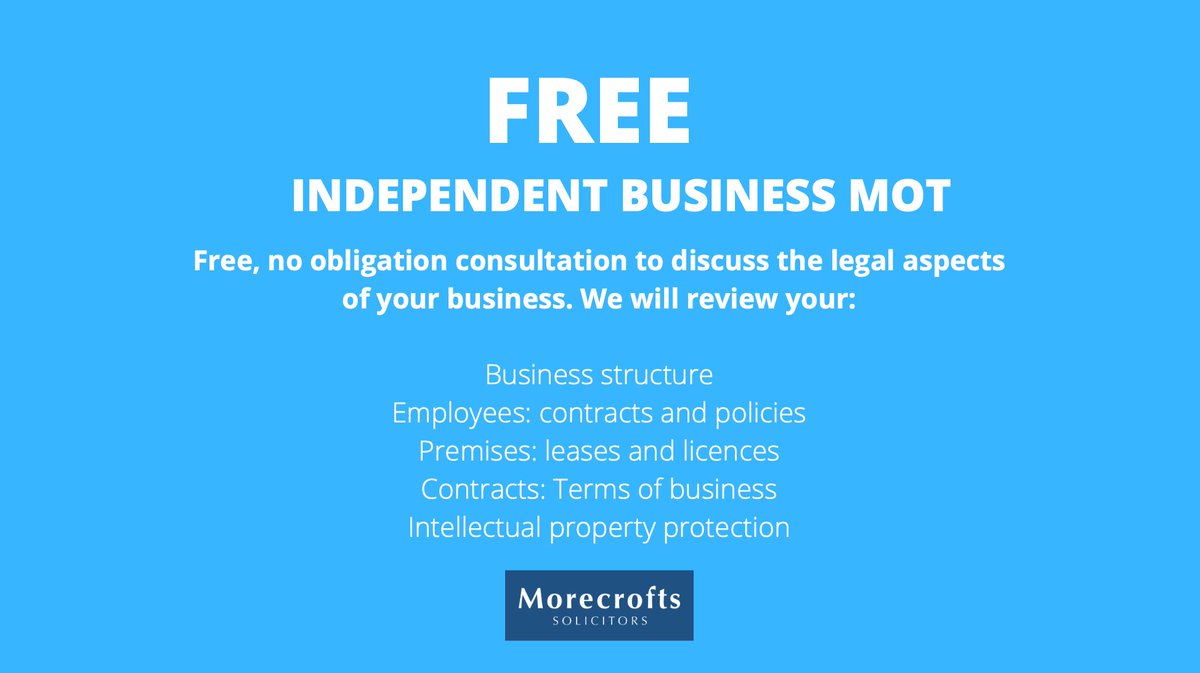 ❓Did you know we offer FREE business legal checks for the #independentbusiness community? Take our FREE Business MOT to tackle today’s issues before they escalate! ⬇️ morecrofts.co.uk/service/busine…