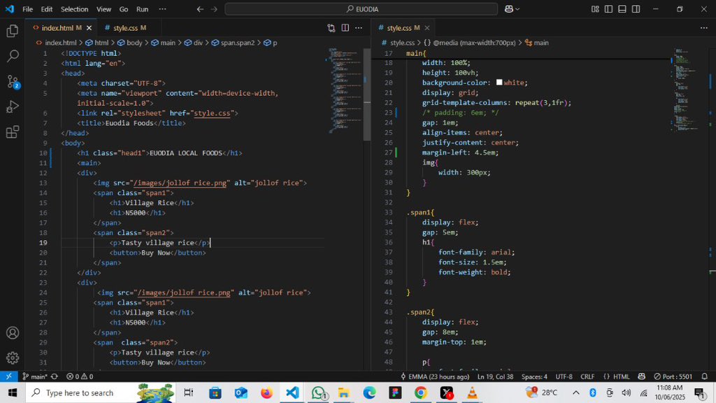 I am new to the game, but hungry to learn! 
Exploring the world of Frontend Development 💻…

With just HTML and CSS, I bult this simple and responsive food webpage.