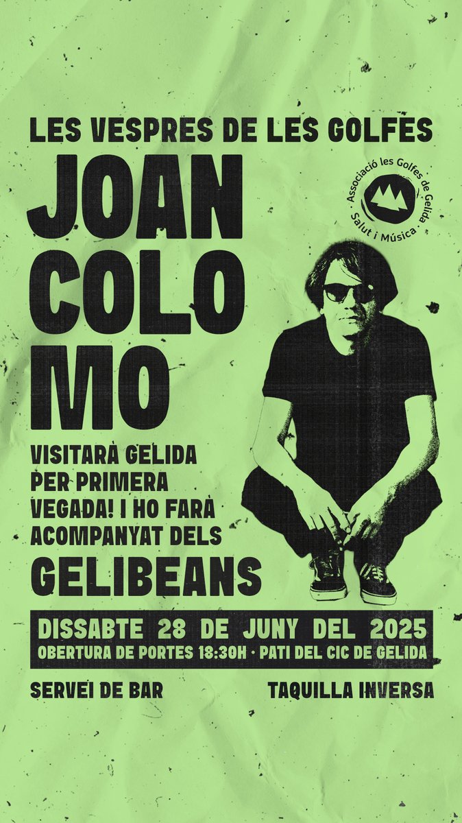 🎶🎉 Acabem el curs musical de la millor manera possible!

Amb un doble concert de la mà de <a href="/colomomusica/">joan colomo</a>  que visitarà per primer cop #Gelida i de les joves promeses de la música local #gelibeans 🌱🎤

📅 Dissabte 28 juny, 18:30h 
📍 Pati del CIC (Gelida) 
🎟️ Taquilla inversa