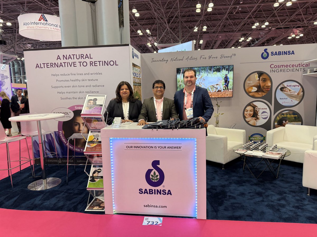 The Sabinsa Cosmetics team had a great time at the Javits Center during this year’s NYSCC Suppliers’ Day (June 3-4) connecting with formulators &amp; innovators! Huge thanks to everyone who visited us to learn about our plant-based, science-backed ingredients for skincare &amp; haircare!