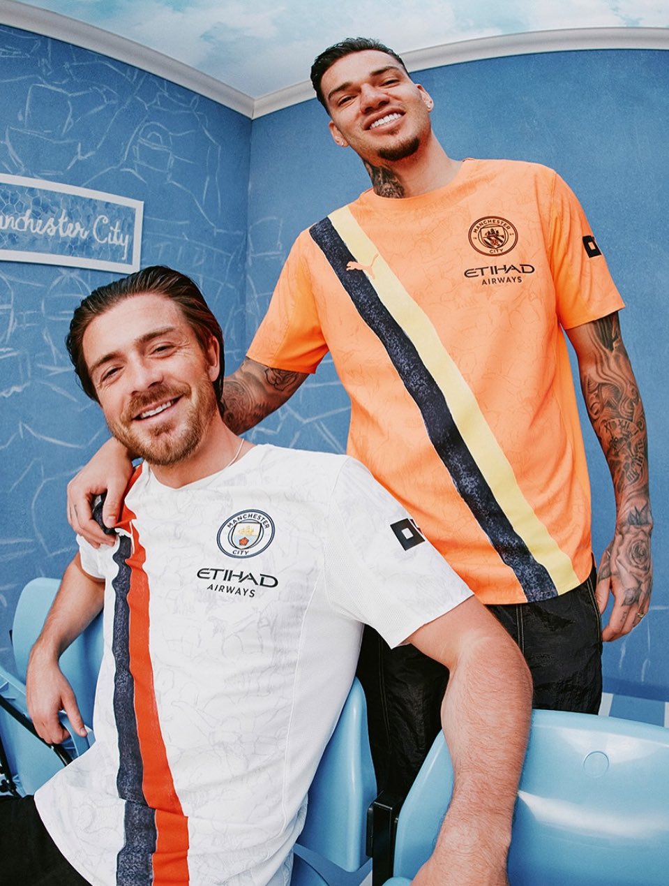 Jack Grealish was included in the Manchester City kit launch. Image: Manchester City
