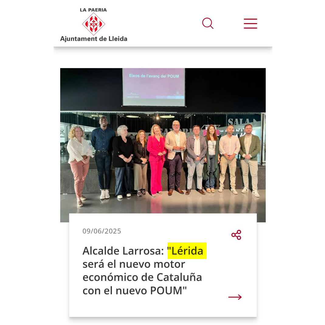 Hola <a href="/paerialleida/">Ajuntament de Lleida</a>. Amb la declaració considerablement optimista no m'hi poso, però sí estaria bé que la web de l'Ajuntament no traduís mai #Lleida com Lérida. Sabem que això al jefe Isla se li escapa, però a la casa hauríem de ser més curosos.