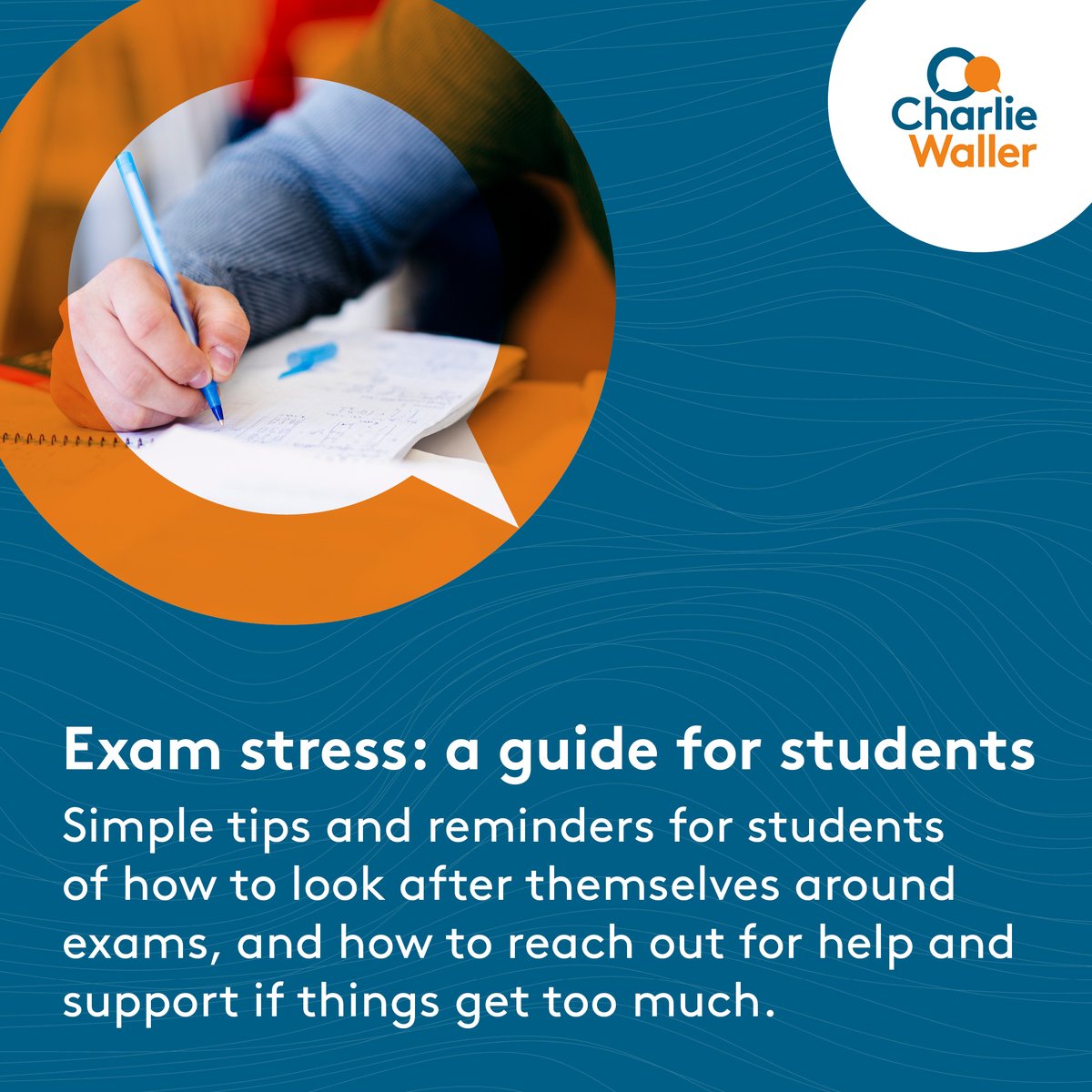 🌞 Week 2 of our Summer Appeal—Life Skills for Life Stages!

This week we’re focusing on exam season.

New FREE resource: Exam Stress—A Guide for Students
Tips for stress, well-being, and asking for help.

📥 Download for FREE here: go.charliewaller.org/students