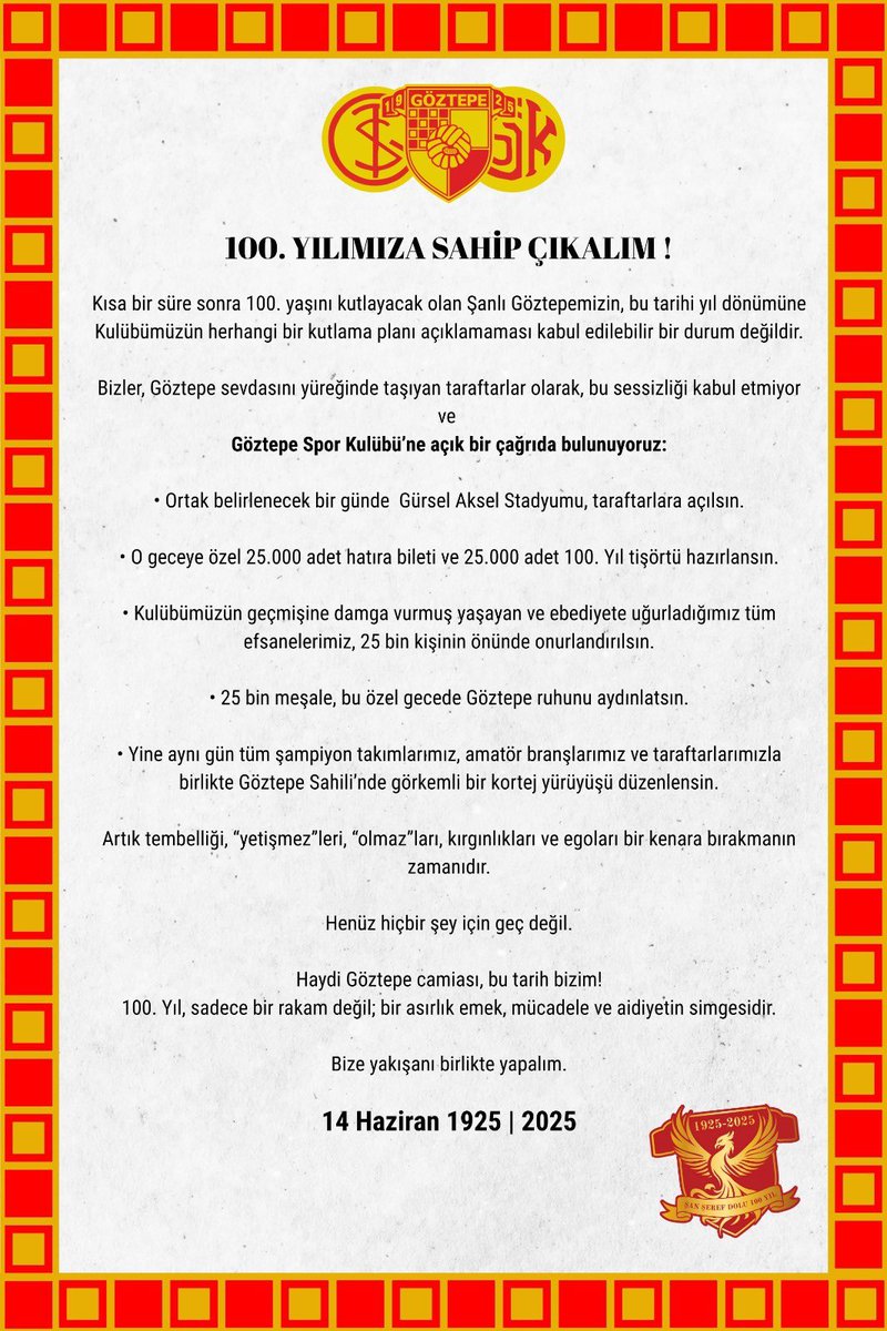 Göztepe Spor Kulübüne açık çağrı <a href="/Goztepe/">Göztepe Spor Kulübü</a>