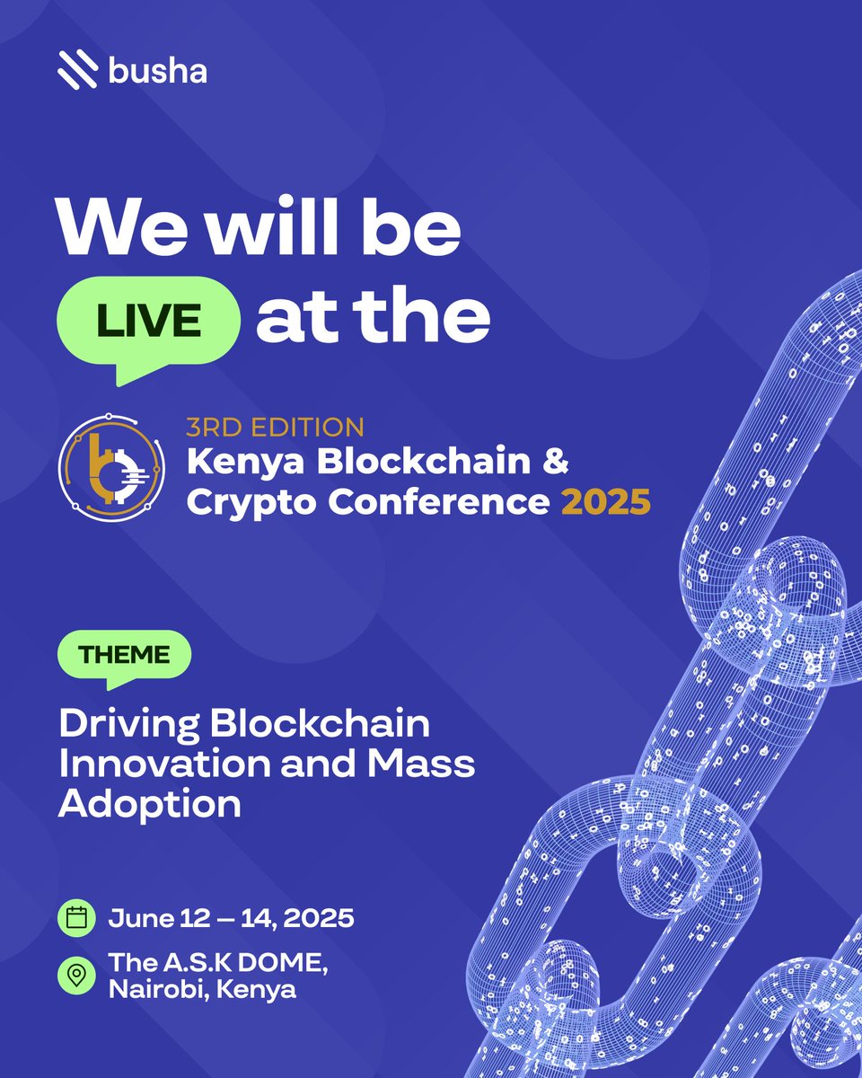 Busha (@getbusha) on Twitter photo Habari Nairobi! 👋
We're coming for you! 🇰🇪🚀
Busha will be LIVE at the third Edition of the Kenya Blockchain & Crypto Conference <a href="/KBCC_01/">Kenya Blockchain & Crypto Conference</a> from June 12-14. Swing by our booth to chat all things crypto, share insights, and connect with our incredible team. We can't wait to meet Habari Nairobi! 👋
We're coming for you! 🇰🇪🚀
Busha will be LIVE at the third Edition of the Kenya Blockchain & Crypto Conference <a href="/KBCC_01/">Kenya Blockchain & Crypto Conference</a> from June 12-14. Swing by our booth to chat all things crypto, share insights, and connect with our incredible team. We can't wait to meet