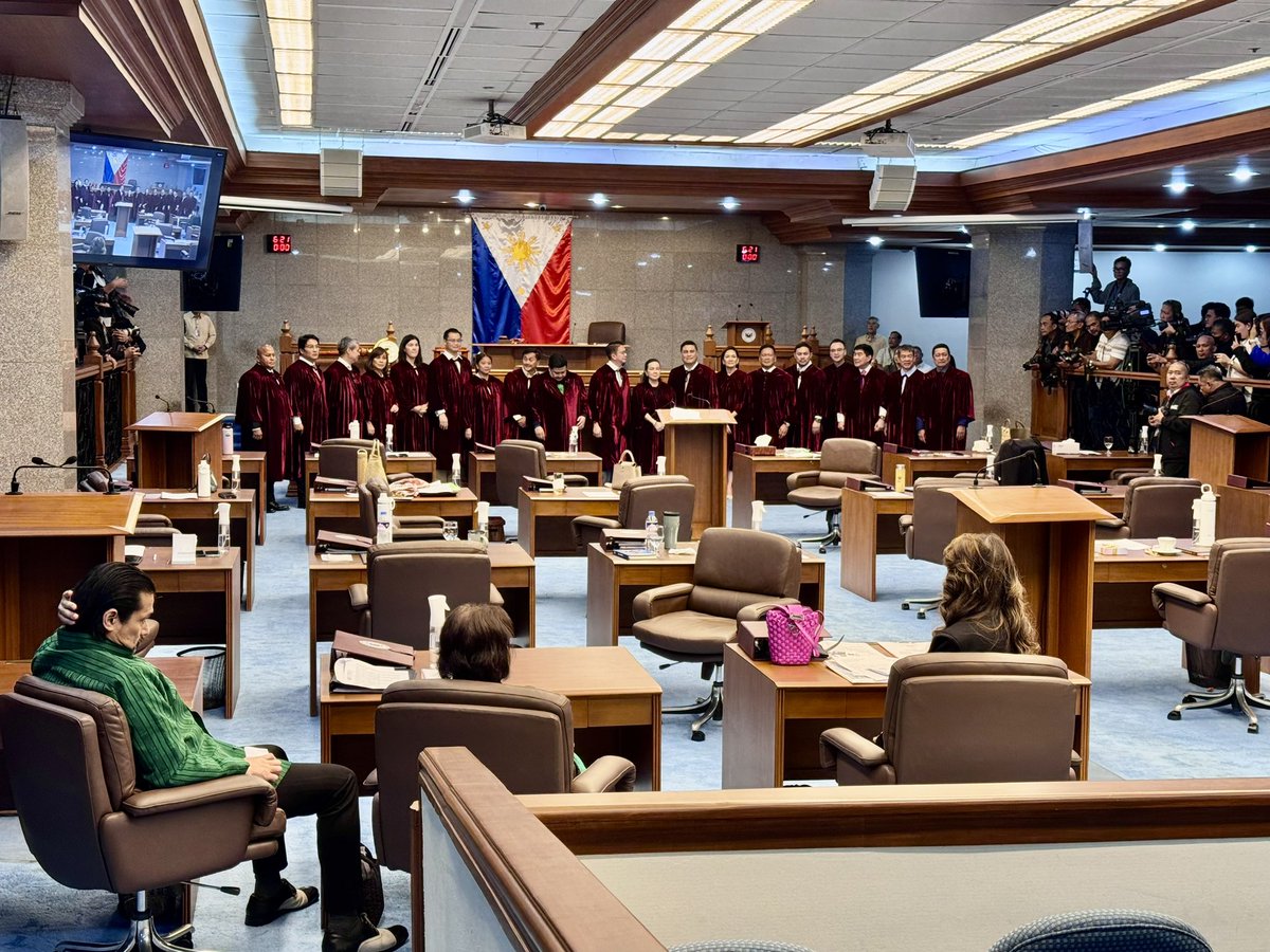 Senators take their oath as senator-judges in the impeachment case against VP Sara Duterte, the senate formally convened into an impeachment court one day early. Senators Robin Padilla, Cynthia Villar and Imee Marcos did not don their robes.