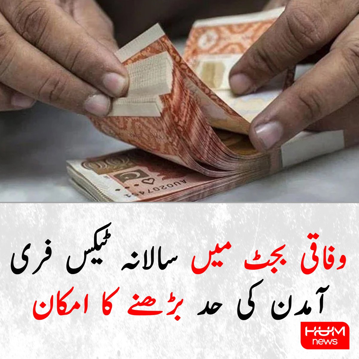 وفاقی بجٹ میں سالانہ ٹیکس فری آمدن کی حد بڑھنے کا امکان
humnews.pk/latest/537122/