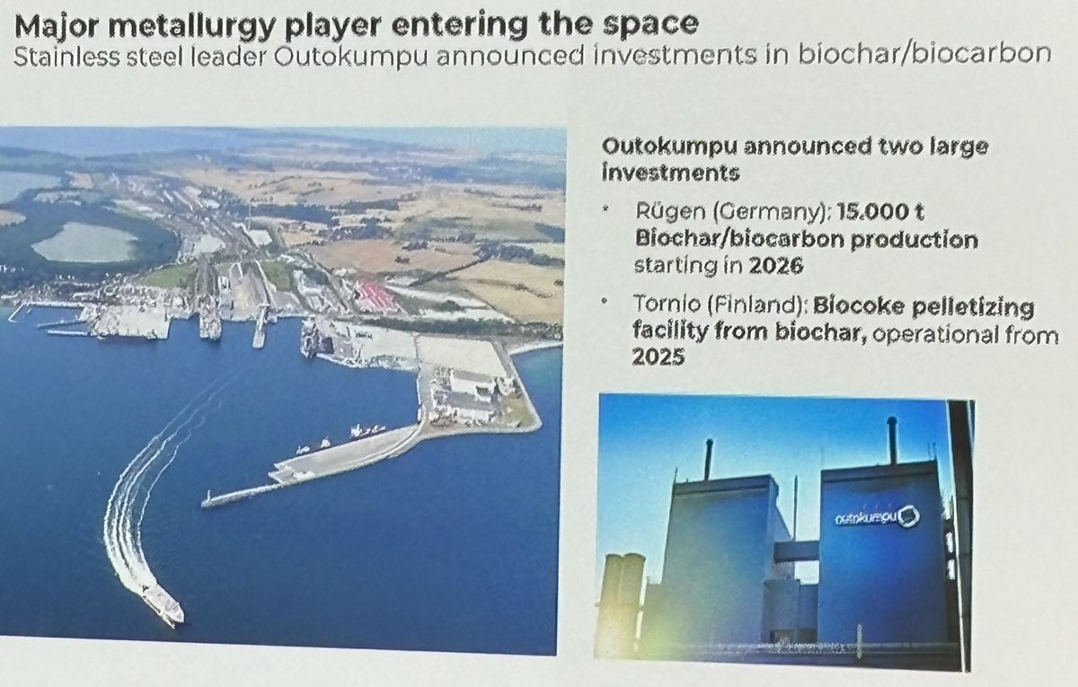 At #Biochar Summit with colleague Philip Salfeld-Nebgen. Part of the interesting discussions on the climate and circular benefits of bio-based materials. <a href="/Outokumpu/">Outokumpu</a> is replacing fossil coke with bio coke in its ferrochrome production - further decreasing its CO2 emissions.