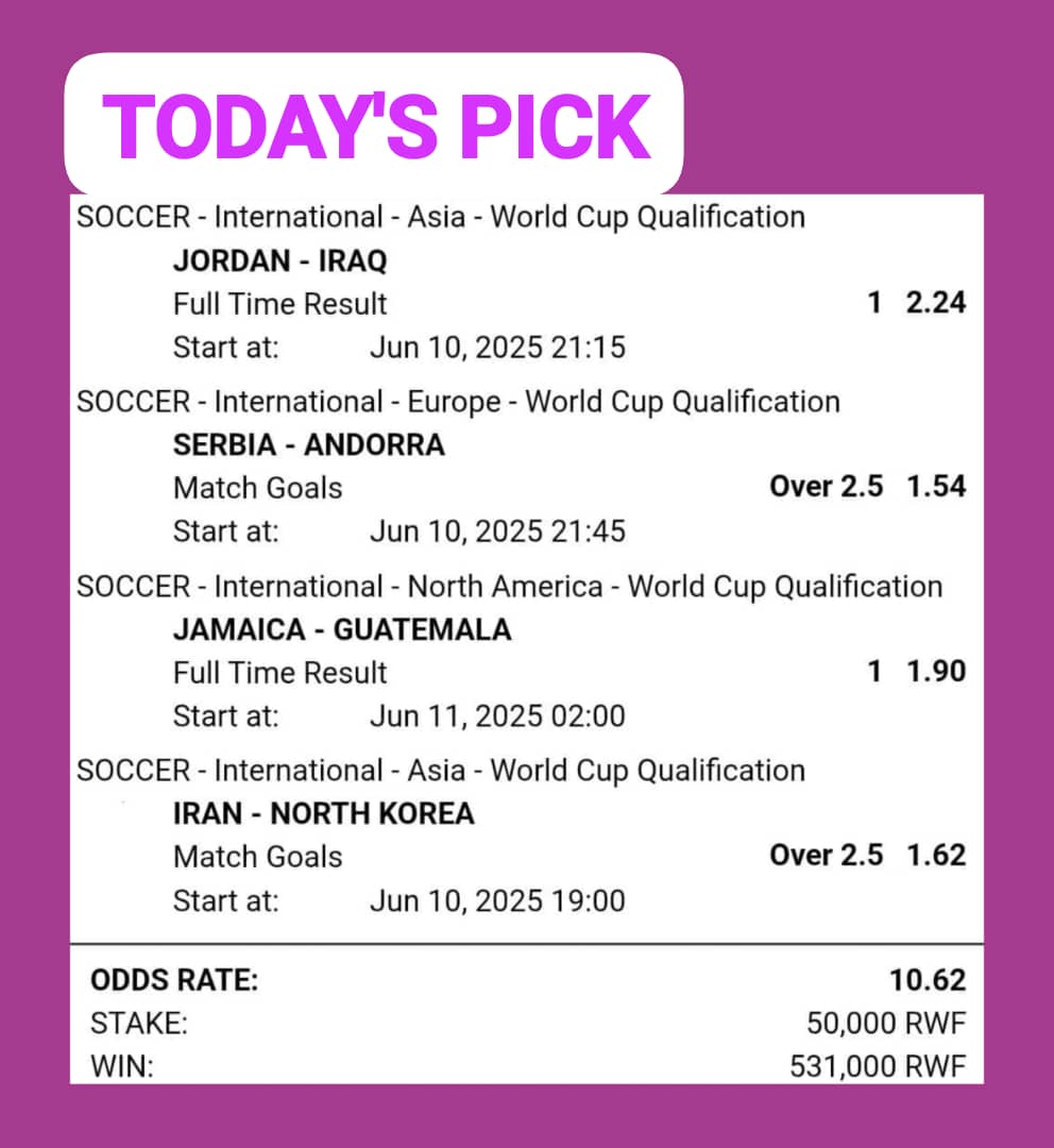 TUESDAY PICK..............
"Never Lose Hope"

TOTAL ODDS: 10+🔥
80% Trusted.................... 

BetPAWA: RSVK81J
betpawa.ug/?bookingCode=R…