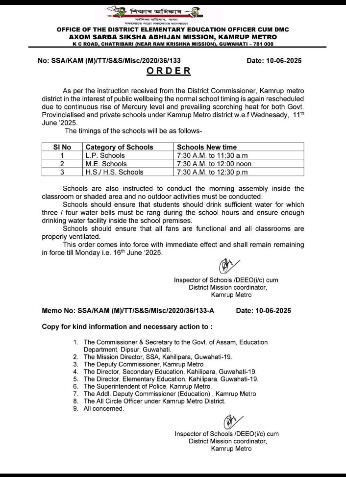 School -timing-other instructions