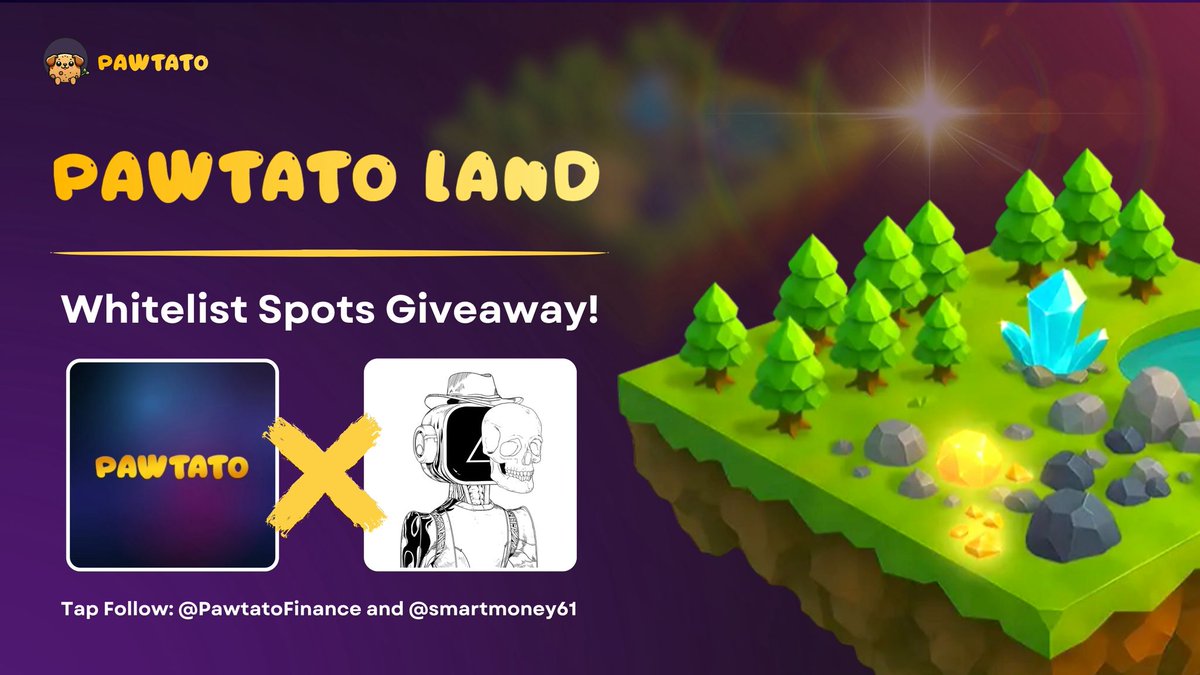 A.İ.K (@smartmoney61) on Twitter photo 🎁 PAWTATO FİNANCE WHİTELİST GIVEAWAY 🎁
✅ 10 Kişiye <a href="/PawtatoFinance/">Pawtato Finance | Sui</a> WL.
✅Daha önce üzerinde durduğumuz ve beğenerek kullandığım pawtato finance uygulamada kullanılacak şekilde bir NFT koleksiyonu çıkarıyor.
✅ Mint detayları çok yakında duyurulacak. Şimdiden yerimizi 🎁 PAWTATO FİNANCE WHİTELİST GIVEAWAY 🎁
✅ 10 Kişiye <a href="/PawtatoFinance/">Pawtato Finance | Sui</a> WL.
✅Daha önce üzerinde durduğumuz ve beğenerek kullandığım pawtato finance uygulamada kullanılacak şekilde bir NFT koleksiyonu çıkarıyor.
✅ Mint detayları çok yakında duyurulacak. Şimdiden yerimizi