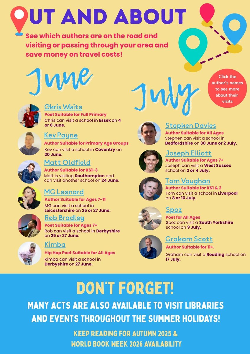 AuthorsAbroad_'s tweet image. Our newsletter features a handy Out and About section, so you can see who is visiting your area and save on travel costs compared to a standard author visit!
More info on author visits - authorsabroad.com
Sign up for our newsletter - bit.ly/AANews
#Edutwitter