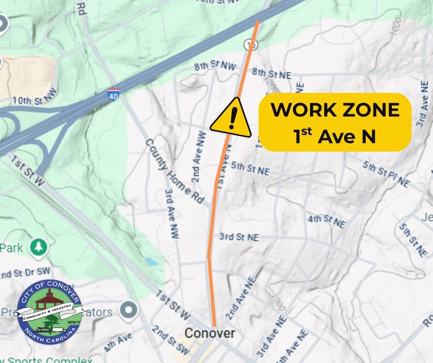 🚧WORK ZONE today along 1st Ave E! Use caution when in the area.