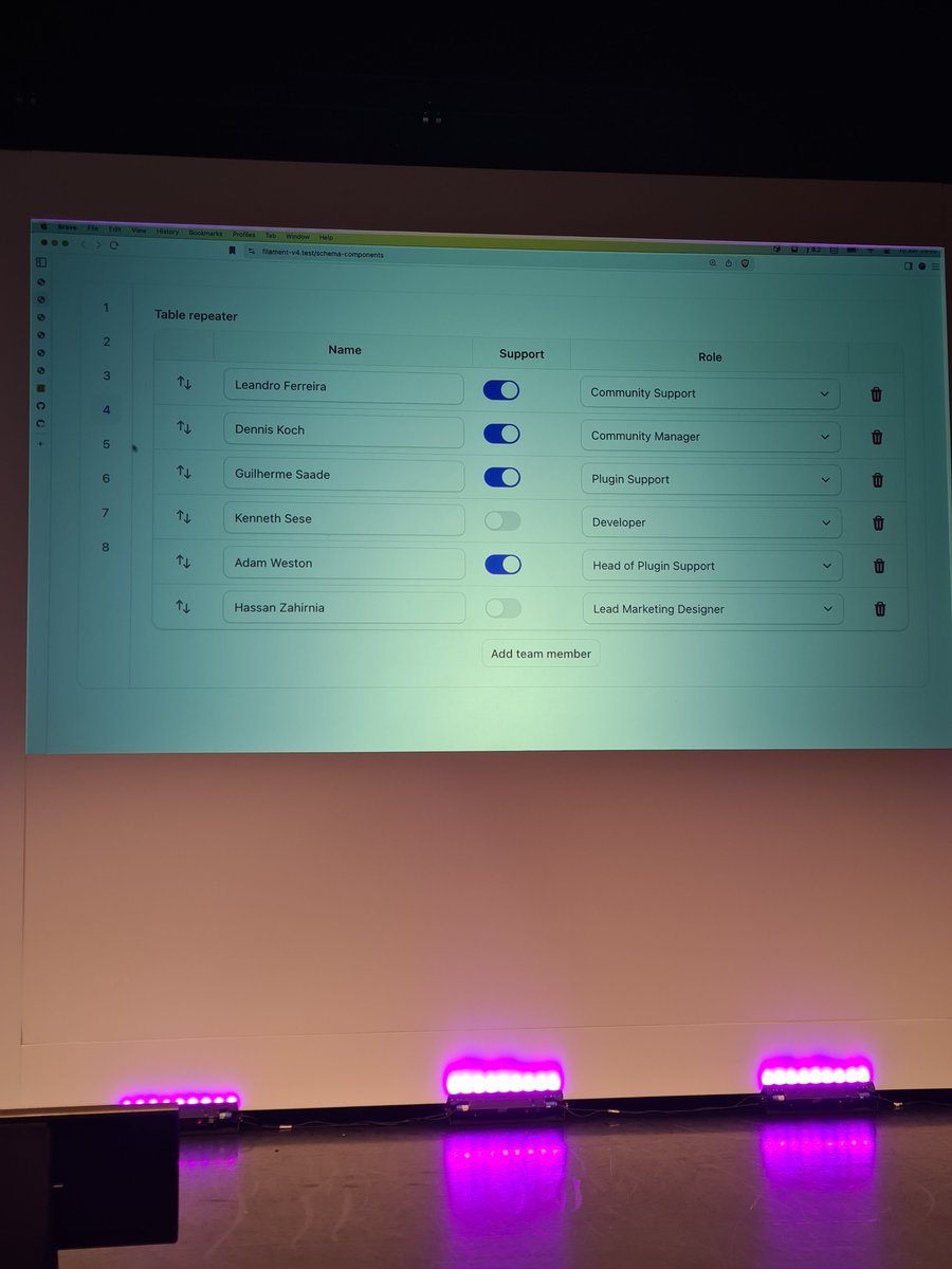 PovilasKorop's tweet image. What's new in @filamentphp v4 beta?

A few things, based on slides from @danjharrin presentation.
(sorry for photo quality)

A thread.

1. New/improved components: Slider, Repeaters, Select with Modal.
