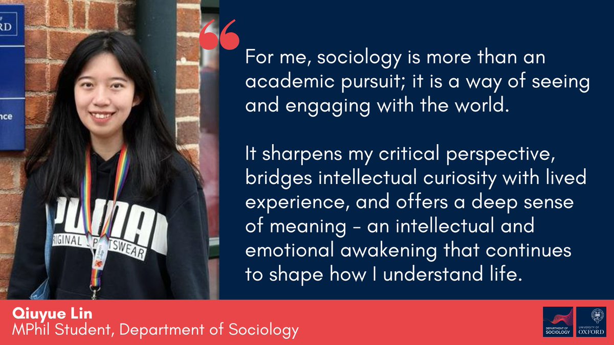 MPhil student Qiuyue joined us in 2023, and now researches how social environments influence physical health over time ⌛️

Read her Student Spotlight now! 👩‍🎓➡️ sociology.ox.ac.uk/article/mphil-…