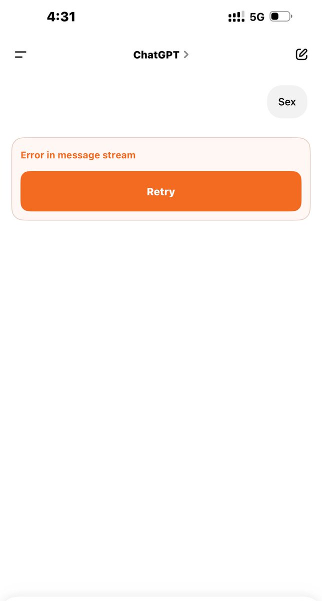 LalanaPooj44142's tweet image. Chat GPT down in India shows Error in message stream
 #ChatGPTdown

@ChatGPTapp @ChatGPTapp @chatgptricks 
#ChatGPTPlus #chqtgpt #ChatGPTdown