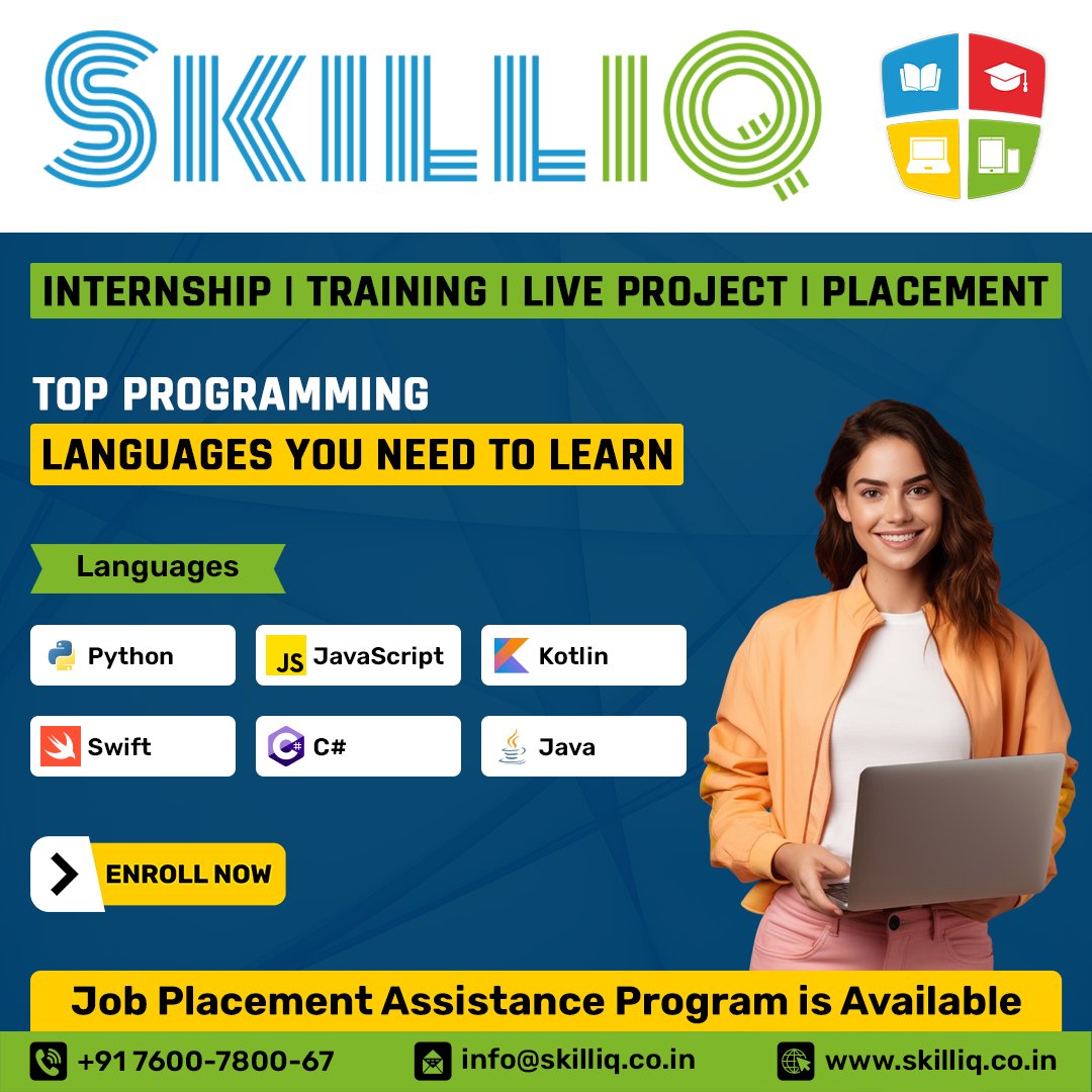 SkillIQCourse's tweet image. 🎯 Top #ProgrammingLanguages to Learn in 2025!

🚀 Kickstart your tech career with #SkillIQ
💡 Courses: #Python, JS, Kotlin, #Swift, C#, Java
📩 info@skilliq.co.in
🌐 skilliq.co.in
📞 +91 7600-7800-67
#JavaScript #Kotlin #Java  #ITCourses #CareerInTech #CodeYourFuture