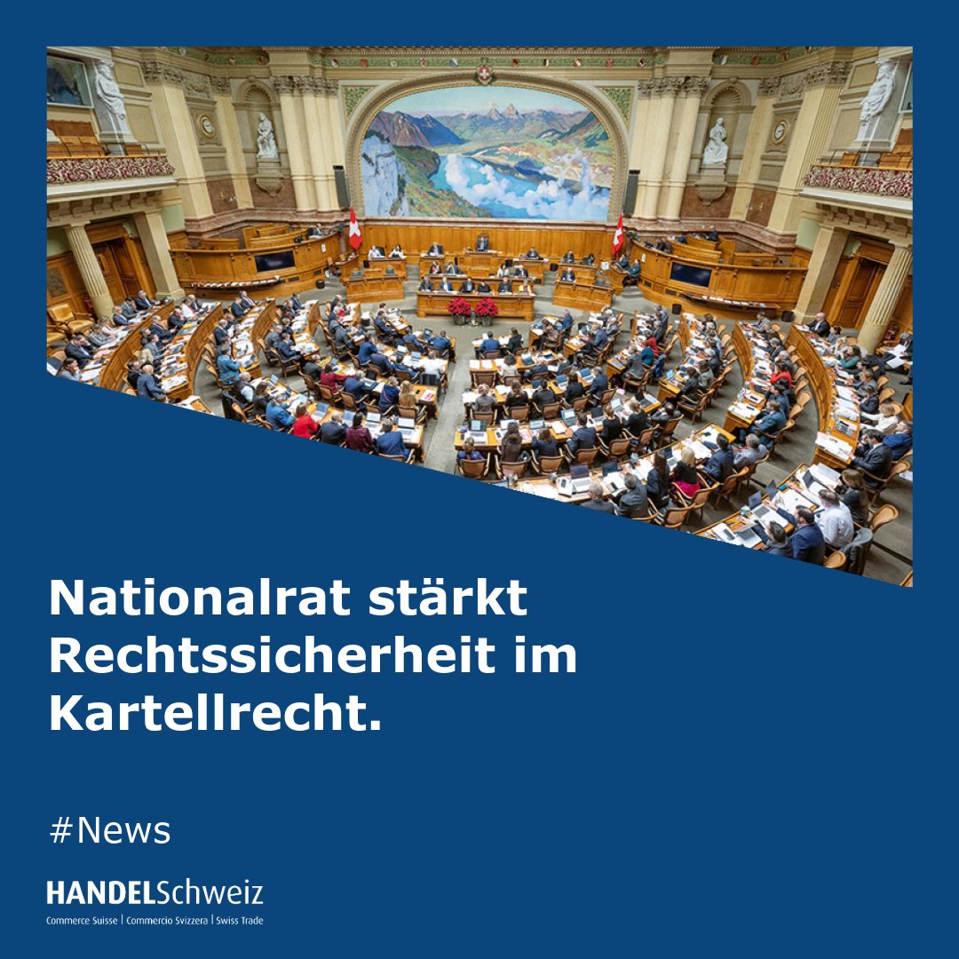 HandelSchweiz's tweet image. Der #Nationalrat setzt ein wichtiges Zeichen für mehr #Rechtssicherheit: Die Erheblichkeit eines Wettbewerbsabkommens soll im konkreten Fall geprüft werden – basierend auf Marktumständen und Erfahrungswerten.
Mehr Fairness für Unternehmen.
#Kartellrecht #wirHandeln #CHpolitik
