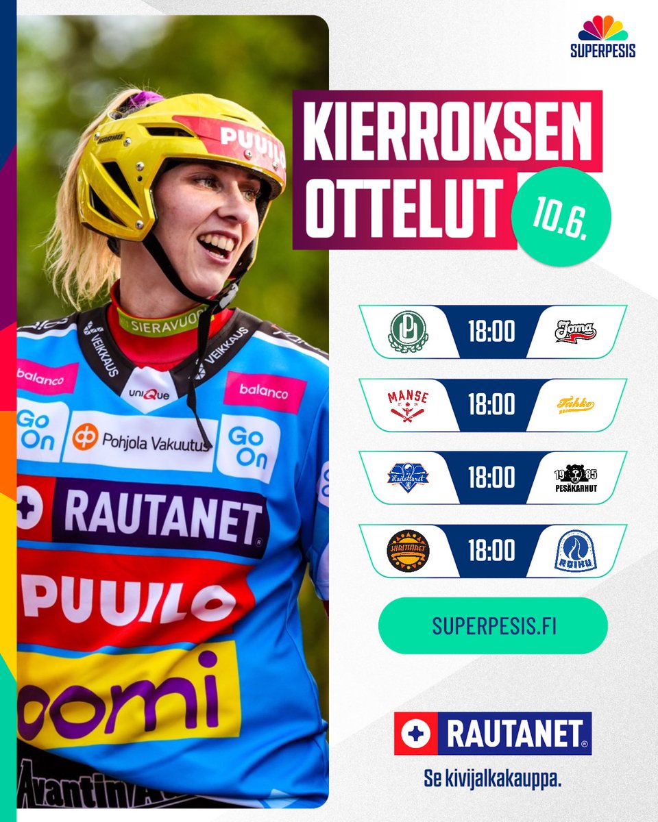 Superpesis (@superpesis) on Twitter photo Tiistain ottelut Superpesiksessä! Kierroksen ottelut tarjoaa Rautanet.
#pesis #superpesis #ruutu <a href="/RuutuUrheilu/">Ruutu Urheilu</a> Tiistain ottelut Superpesiksessä! Kierroksen ottelut tarjoaa Rautanet.
#pesis #superpesis #ruutu <a href="/RuutuUrheilu/">Ruutu Urheilu</a>
