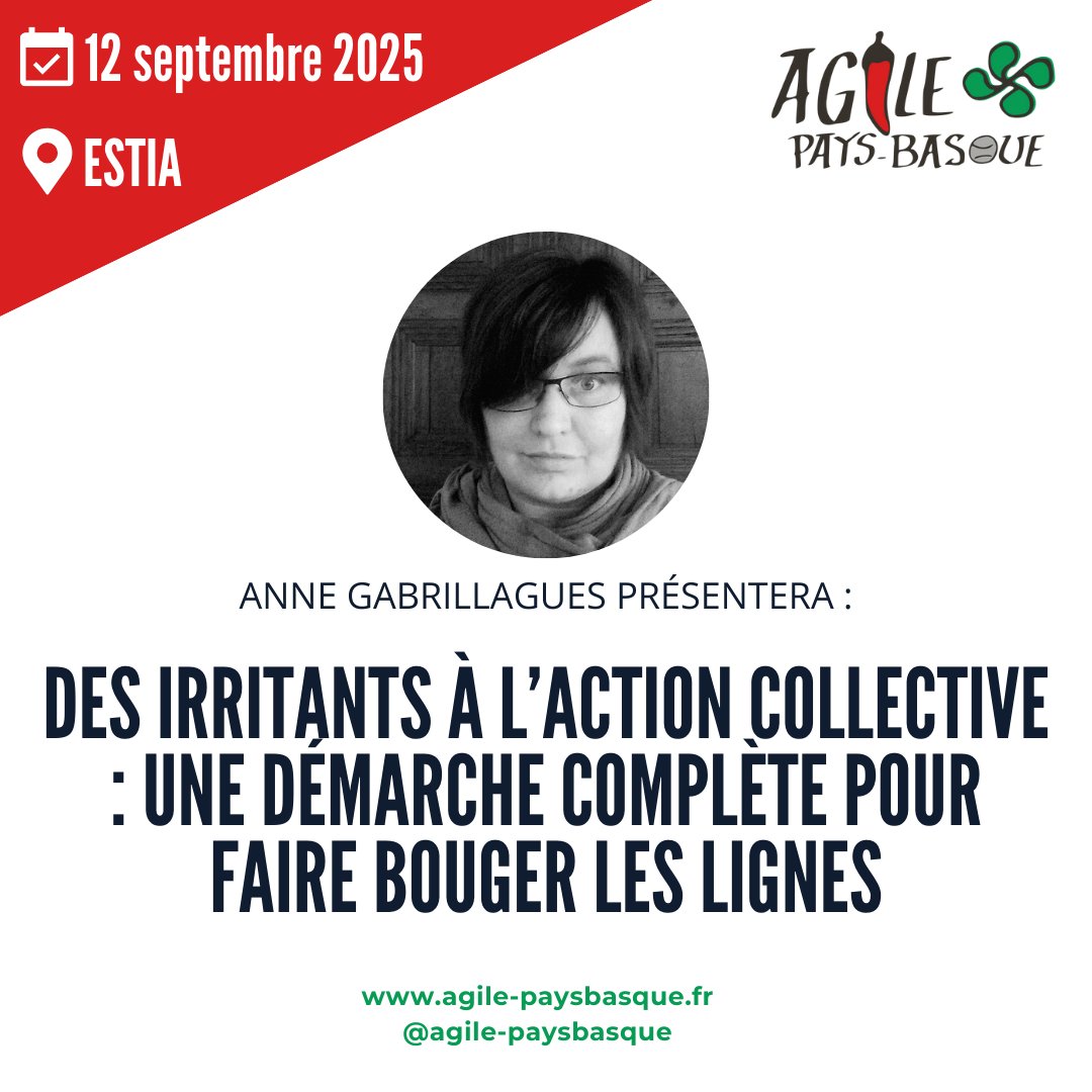 agilepb's tweet image. 🎤 Anne Gabrillagues sera sur scène à Agile Pays Basque 2025 !
Talk : "Des irritants à l’action collective : une démarche complète pour faire bouger les lignes"
👉 La billetterie : helloasso.com/associations/a…
👉 La liste des intervenant·e·s sélectionné·e·s : agile-paysbasque.fr/orateurs/