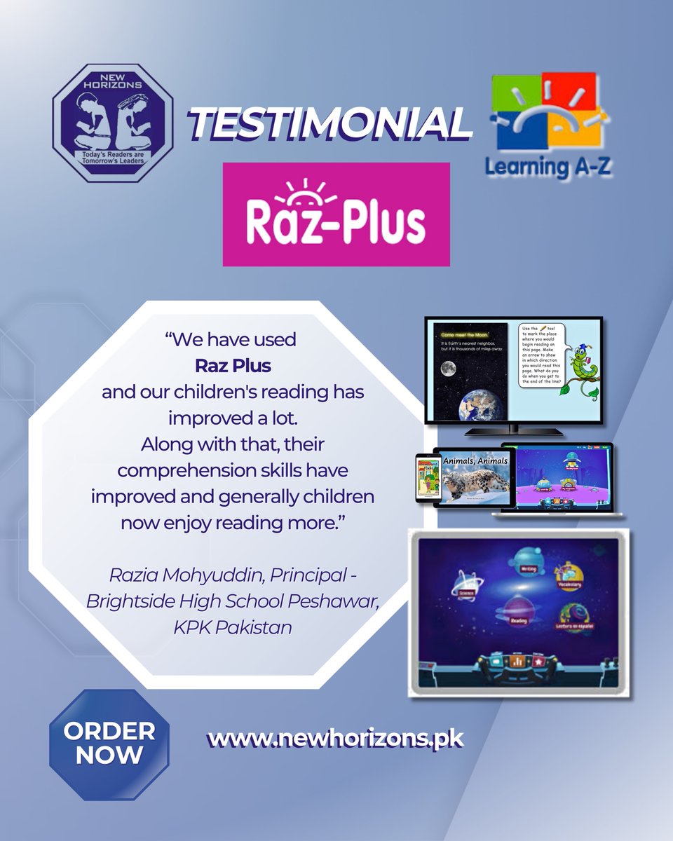 newhorizonsisb's tweet image. We love hearing how Raz-Plus supports literacy success in real classrooms. 💬📚

Contact New Horizons - Official Partner of Learning A to Z

📞 051-8313186 || 0307-2302221
📧 info@newhorizons.pk

#razplus #TeacherTestimonial #edtech #newhorizonsislamabad #learningatoz