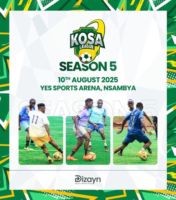 COMING SOON: THE KOSA LEAGUE⚽️🏟️🎶🥳🥳

Date: 10TH AUGUST, 2025
Venue: YES Center Sports Arena Nsambya.

<a href="/HassanHood17/">Hajji Hassan Hood.</a> <a href="/KosaLeague/">KOSA League</a> <a href="/CorporateGamesU/">Corporate Games UG 🇺🇬</a> 

Visit yescentresportsarena.org to view more activities!

#kosaleague #corporategamesug #yescentresortsarena #kampala