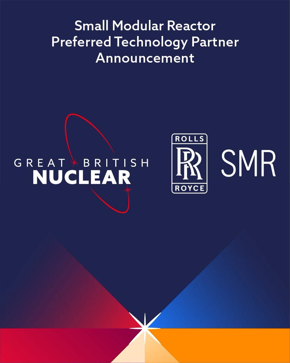 Great British Nuclear (@gbngovuk) on Twitter photo We're thrilled to announce <a href="/RollsRoyce/">Rolls-Royce</a> SMR as preferred technology partner for the UK’s first Small Modular Reactor.
This will accelerate secure #cleanenergy, create thousands of jobs, and position Britain as a global leader in #nuclearpower
Learn more: gov.uk/government/new… We're thrilled to announce <a href="/RollsRoyce/">Rolls-Royce</a> SMR as preferred technology partner for the UK’s first Small Modular Reactor.
This will accelerate secure #cleanenergy, create thousands of jobs, and position Britain as a global leader in #nuclearpower
Learn more: gov.uk/government/new…