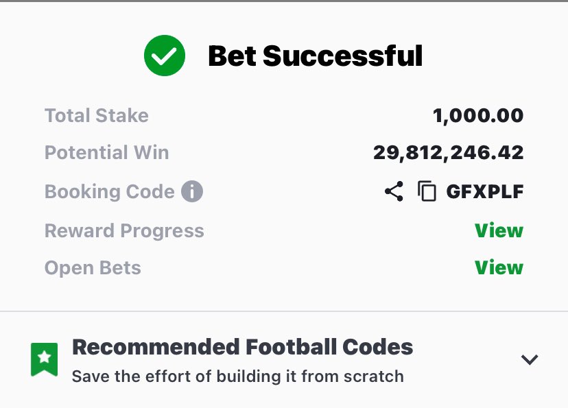 BETTING HUB βοΈπ«΅π½ (@bettinghubgames) on Twitter photo 10k Odds on Sportybet πΎπβ½οΈβοΈπ
Booking code : GFXPLF
Edit βοΈ π t.me/BettingHub1
Good luck champs ππ₯
Like & retweet β€οΈπ
<a href="/alukoboy_/">Siir Aluko</a> <a href="/OgaNlaMedia/">Adepoju Tobi Samuel π³π¬</a> <a href="/deenayaah/">winning mentality βοΈβοΈ</a> <a href="/woozzaabets/">Woozzaa</a> <a href="/Promisepunta/">MR P π
π°</a> <a href="/loudpunts/">LOUDPUNTSβοΈππ</a> 10k Odds on Sportybet πΎπβ½οΈβοΈπ
Booking code : GFXPLF
Edit βοΈ π t.me/BettingHub1
Good luck champs ππ₯
Like & retweet β€οΈπ
<a href="/alukoboy_/">Siir Aluko</a> <a href="/OgaNlaMedia/">Adepoju Tobi Samuel π³π¬</a> <a href="/deenayaah/">winning mentality βοΈβοΈ</a> <a href="/woozzaabets/">Woozzaa</a> <a href="/Promisepunta/">MR P π
π°</a> <a href="/loudpunts/">LOUDPUNTSβοΈππ</a>