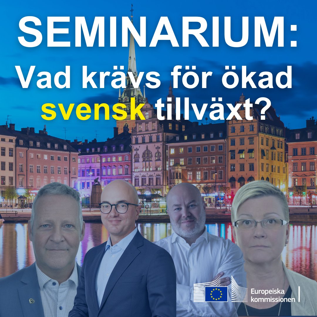 EU-kommissionen i Sverige (@ec_stockholmrep) on Twitter photo Vilka rekommendationer ger EU-kommissionen till Sverige för at öka tillväxten? 
Följ med online när experter diskuterar kommissionens senaste landsrapport och specifika rekommendaioner för Sverige.
Se seminariet live på vår Youtubekanal: 
youtube.com/watch?v=m-v3oC… Vilka rekommendationer ger EU-kommissionen till Sverige för at öka tillväxten? 
Följ med online när experter diskuterar kommissionens senaste landsrapport och specifika rekommendaioner för Sverige.
Se seminariet live på vår Youtubekanal: 
youtube.com/watch?v=m-v3oC…