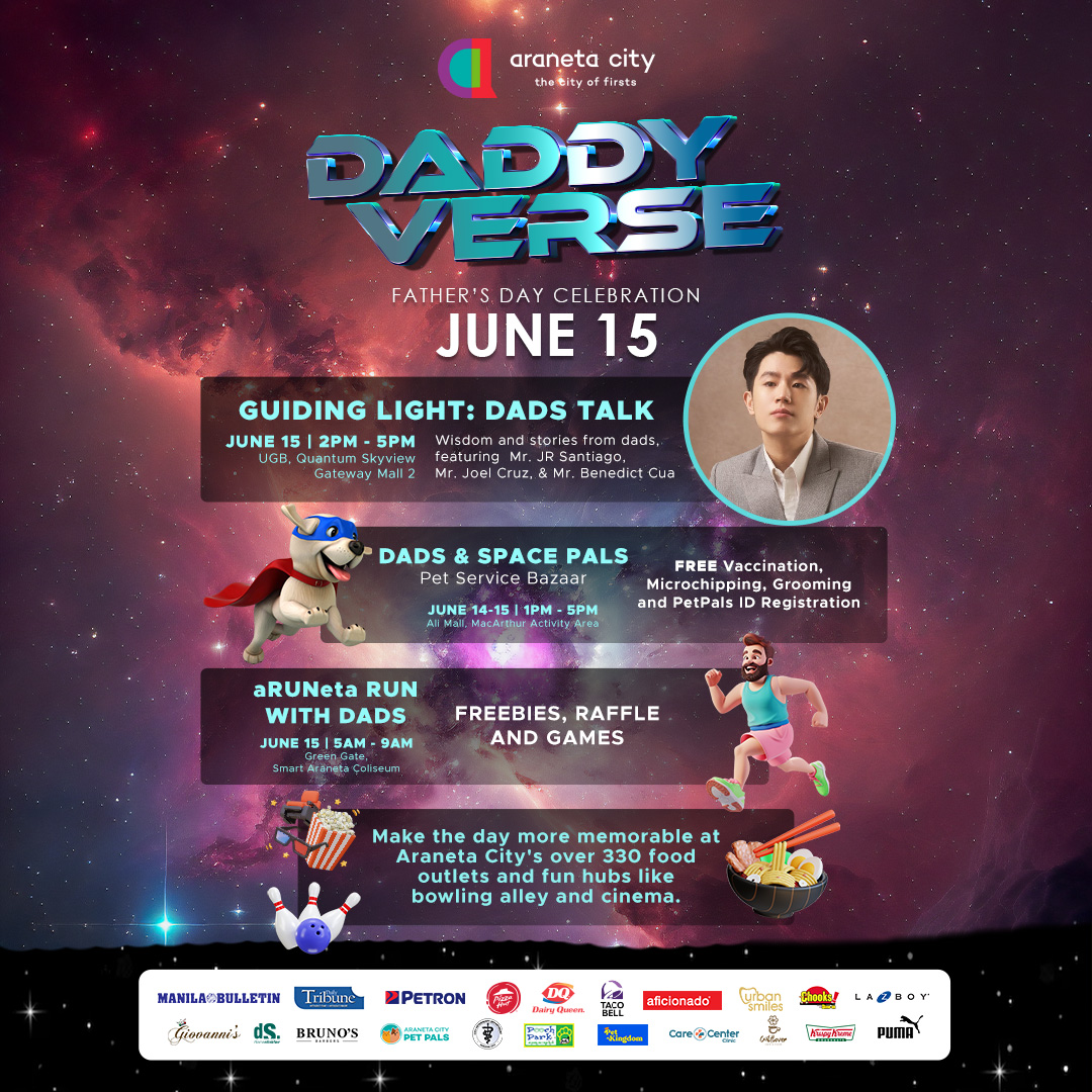 Enter the #Daddyverse at Araneta City! 👨🏻🪐💙

Celebrate the dads in your life with something special and out of this world! And luckily, the #CityOfFirsts has just the activities for your dad and the whole family! See you around at #AranetaCity!

#FathersDay
