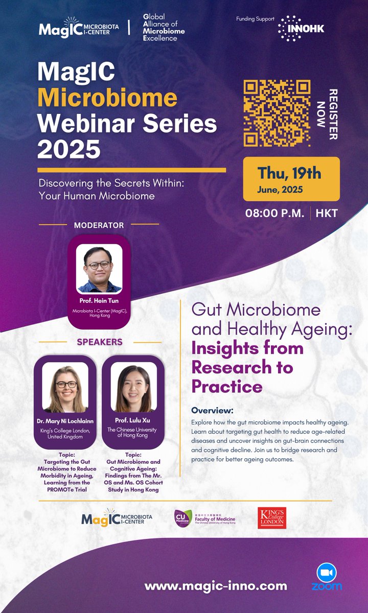 magic_limited's tweet image. MagIC Microbiome Webinar: Gut Health, Age Well - Unraveling the Microbiome's Secrets
Jun 19, 2025, 20:00 HKT
Explore the gut's impact on ageing, disease prevention, and cognitive health with the expert. Register now: lnkd.in/gYAk6v5R