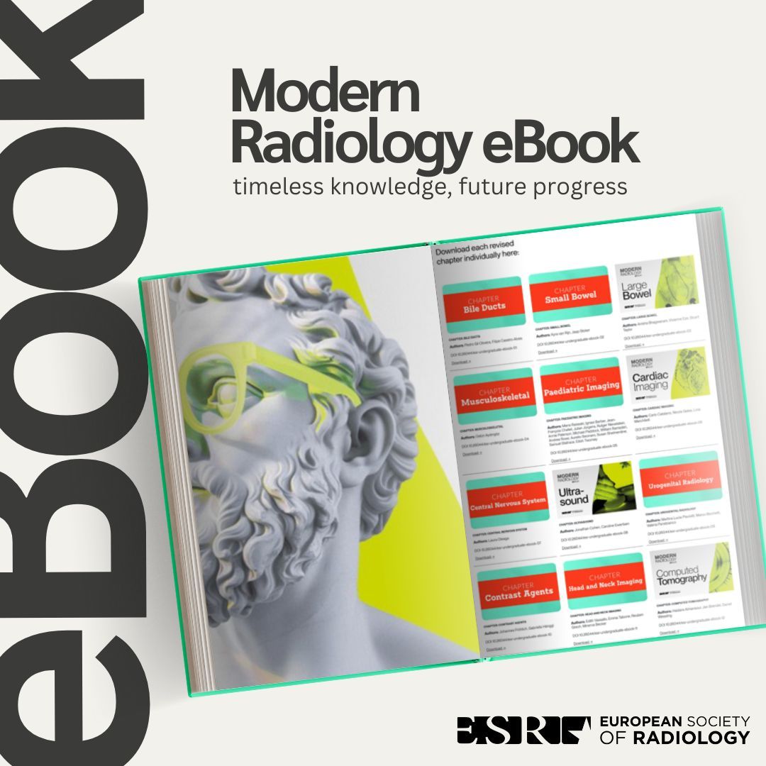 Radiology education, reimagined! 🔬📘 The ESR Modern Radiology eBook has been completely updated with expert insights on key subfields. Best of all? It’s FREE!

🚀Get your copy: myesr.org/education/mode…