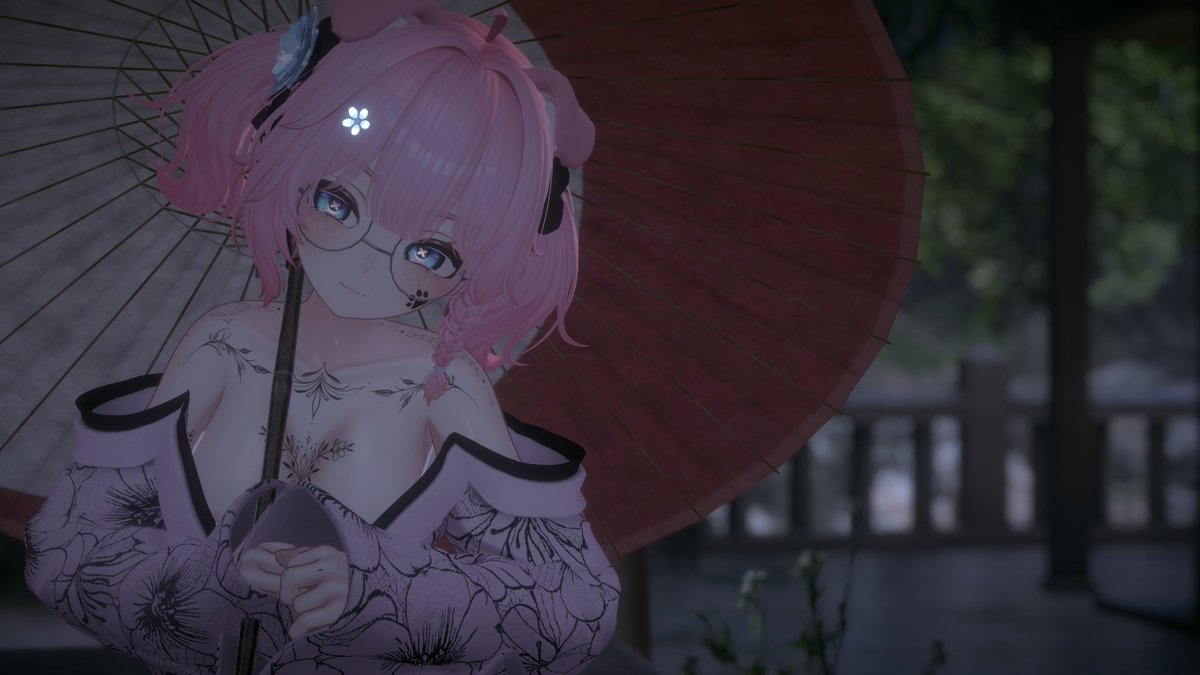 Wrendoolin's tweet image. Visiting a nearby shrine~ 🌧️🎆