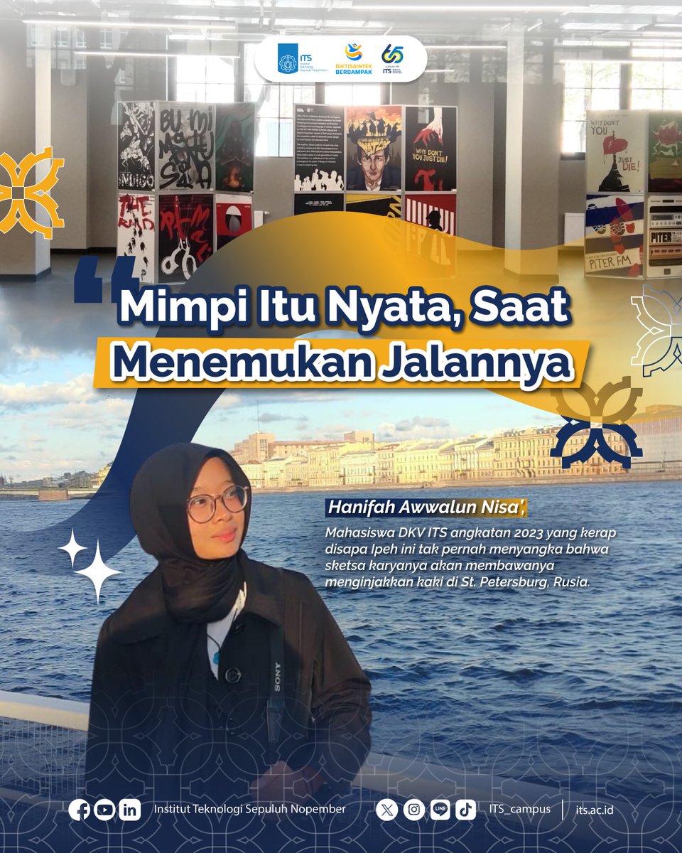 its_campus's tweet image. #ITSFun

Halo Sobat Kampus!

Yuk kenalan dengan Hanifah Awwalun Nisa’, mahasiswa DKV ITS yang karyanya berhasil menembus panggung internasional di Saint Petersburg, Rusia! 🎨🌍