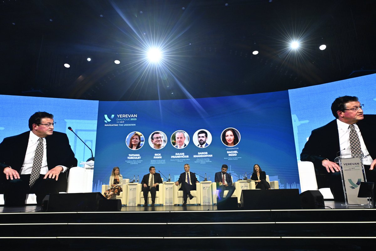 Yerevan Dialogue (@yerevandialogue) on Twitter photo The Expansion Equation: Should EU Enlargement be made easier?
It was a pleasure engaging with <a href="/Khandanyan_S/">Sargis Khandanyan</a>, <a href="/pranevicius/">Julius Pranevicius</a>, Rick Fawn, Tatiana Turculet, & <a href="/RachelRizzo/">Rachel Rizzo</a>. Thank you for adding great value to the conversations. #YerevanDialogue2025 The Expansion Equation: Should EU Enlargement be made easier?
It was a pleasure engaging with <a href="/Khandanyan_S/">Sargis Khandanyan</a>, <a href="/pranevicius/">Julius Pranevicius</a>, Rick Fawn, Tatiana Turculet, & <a href="/RachelRizzo/">Rachel Rizzo</a>. Thank you for adding great value to the conversations. #YerevanDialogue2025