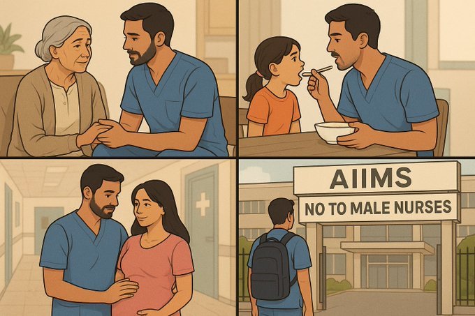thevaibhavdhaka's tweet photo. A male cares for Mother
A male cares for Doughter 
A male cares for Wife

Why can't a male care for Patient?

 #Save_male_nurses 
@JPNadda

@MoHFW_INDIA
 
@narendramodi
  #NursingOfficer #NORCET #aiims #Stop_Gender_Discrimination https://t.co/k4ghKuZv6o